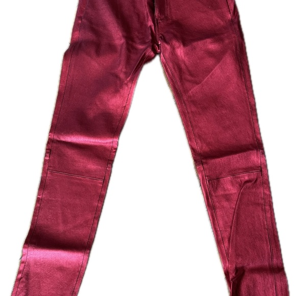 NWT Zadig & Voltaire RED Phlame Metallic Lamb Leather Pants *Rare! - Picture 3 of 15